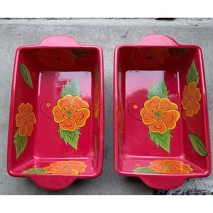 Temptations Ovenware Set of 2 Poppy Passion 1.5 Qt Baking Dishes